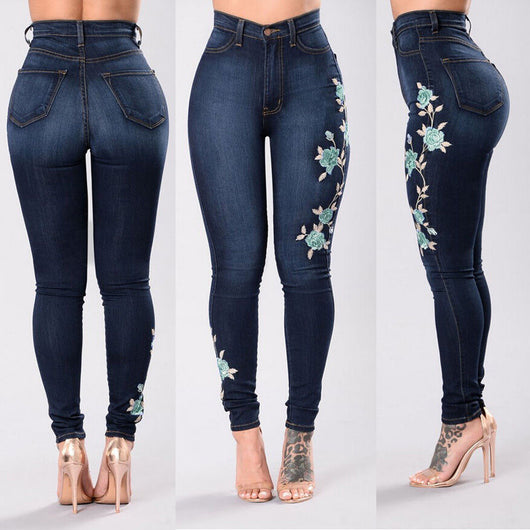 Denim Jeans Pants Embroidered 