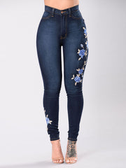 Load image into Gallery viewer, Floral Embroidered Jeans

