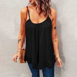 Ruffled Spaghetti Strap Tank