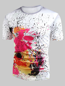 Short Sleeve Paint Splatter Print T-shirt - vendach