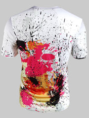 Load image into Gallery viewer, Short Sleeve Paint Splatter Print T-shirt - vendach
