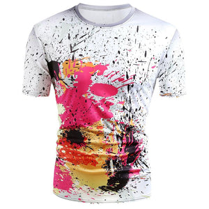 Short Sleeve Paint Splatter Print T-shirt - vendach