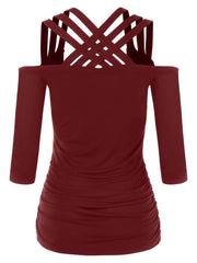 Load image into Gallery viewer, Three Quarter Sleeve Cut Out Back T-shirt - vendach
