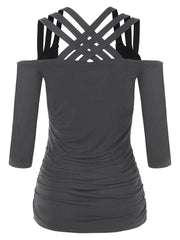 Load image into Gallery viewer, Three Quarter Sleeve Cut Out Back T-shirt - vendach
