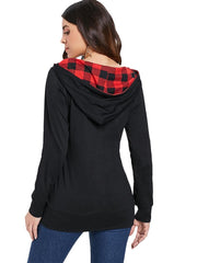 Load image into Gallery viewer, Tartan Print Button Fixed Hoodie - vendach
