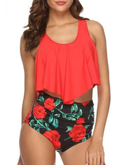 Load image into Gallery viewer, Floral Print U Neck Tankini Set - vendach
