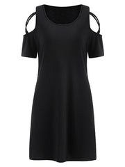 Load image into Gallery viewer, Criss Cross Sleeve Round Neck Shift Dress - vendach
