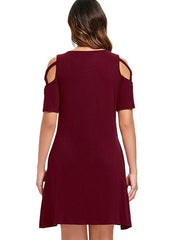 Load image into Gallery viewer, Criss Cross Sleeve Round Neck Shift Dress - vendach
