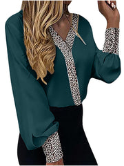 Load image into Gallery viewer, Long Sleeve Blouse with Cheetah Print
