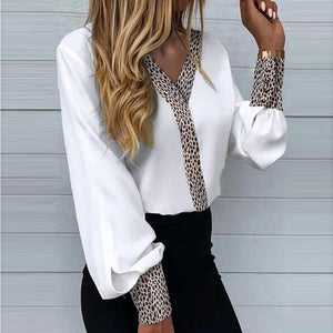 Long Sleeve Blouse with Cheetah Print