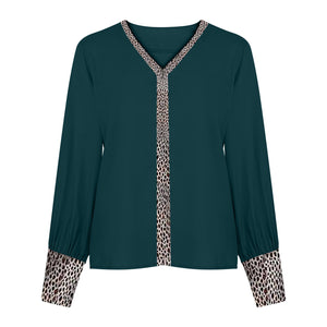Long Sleeve Blouse with Cheetah Print