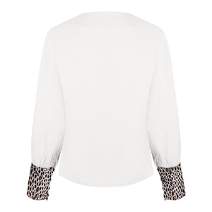 Long Sleeve Blouse with Cheetah Print