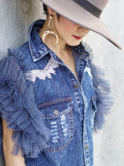Load image into Gallery viewer, Ruffled Denim Jackets
