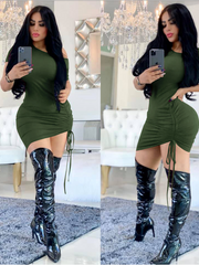 Load image into Gallery viewer, Side Drawstring Dresses
