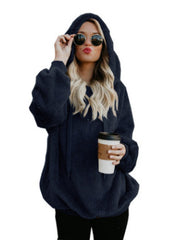 Load image into Gallery viewer, European and American long-sleeved hooded solid color sweater
