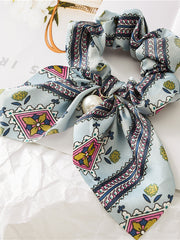 Load image into Gallery viewer, Satin Silky bow hair scrunchie 
