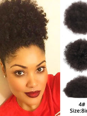 Load image into Gallery viewer, Short Afro Kinky Curly Ponytail Clip in on 
