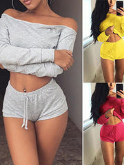 Load image into Gallery viewer, Off Shoulder Crop Top &amp; Shorts
