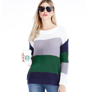 Long Sleeve Color Block Sweater