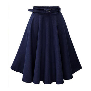 Mid-Length Denim Skirt