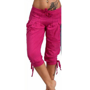 Pure color cotton hot drilling casual cropped trousers - vendach