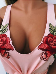 Load image into Gallery viewer, Flower Embroidered Tank Top
