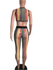 Load image into Gallery viewer, Color Stripe Mesh Two Piece Set
