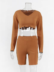 Load image into Gallery viewer, Deep V  Crop Top &amp; Shorts
