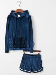 Load image into Gallery viewer, Velvet Long Sleeve Sweater &amp; Shorts
