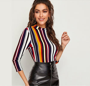 Colorful striped top blouse 