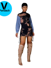 Load image into Gallery viewer, Tie Dye Patchwork Bodycon Mini Dress
