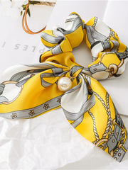 Load image into Gallery viewer, Satin Silky bow hair scrunchie 
