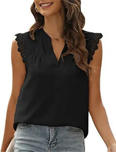 Lace Sleeves V-Neck Top