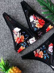 Load image into Gallery viewer, Flower Print &amp; Mesh Bikini
