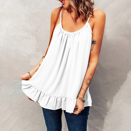 Ruffled Spaghetti Strap Tank