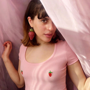 Strawberry embroidered T-shirt