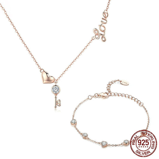 Key of Love Necklace & Bracelet Set