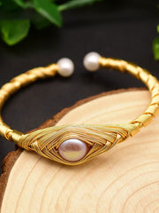 Load image into Gallery viewer, Adjustable Bangle w/ Natural Purple Fresh Water Pearl
