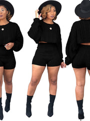 Load image into Gallery viewer, Knitted Crop Top &amp; Shorts Set

