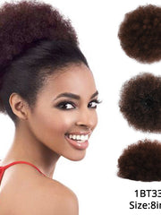 Load image into Gallery viewer, Short Afro Kinky Curly Ponytail Clip in on 
