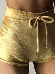 Load image into Gallery viewer, High Waist Velvet Drawstring  Booty Shorts

