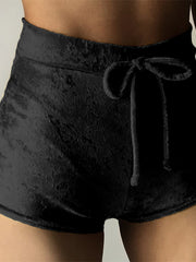 Load image into Gallery viewer, High Waist Velvet Drawstring  Booty Shorts
