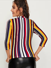 Load image into Gallery viewer, Colorful striped top blouse 
