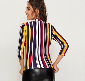Colorful striped top blouse 