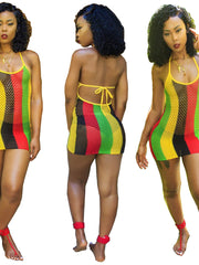 Load image into Gallery viewer, Mesh Print Stripes Mini Dress
