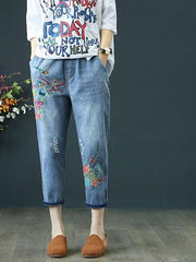 Load image into Gallery viewer, Summer Retro Embroidery Jeans - vendach
