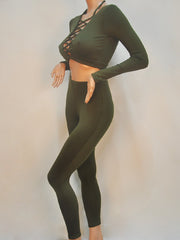 Load image into Gallery viewer, Long Sleeve Crop Top And Pants Sets
