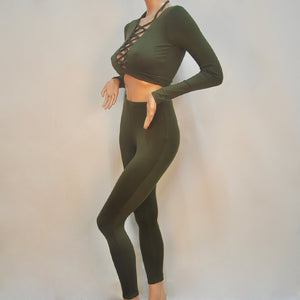 Long Sleeve Crop Top And Pants Sets
