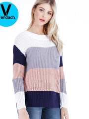 Load image into Gallery viewer, Long Sleeve Color Block Sweater
