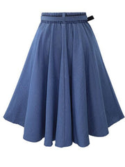 Load image into Gallery viewer, Mid-Length Denim Skirt
